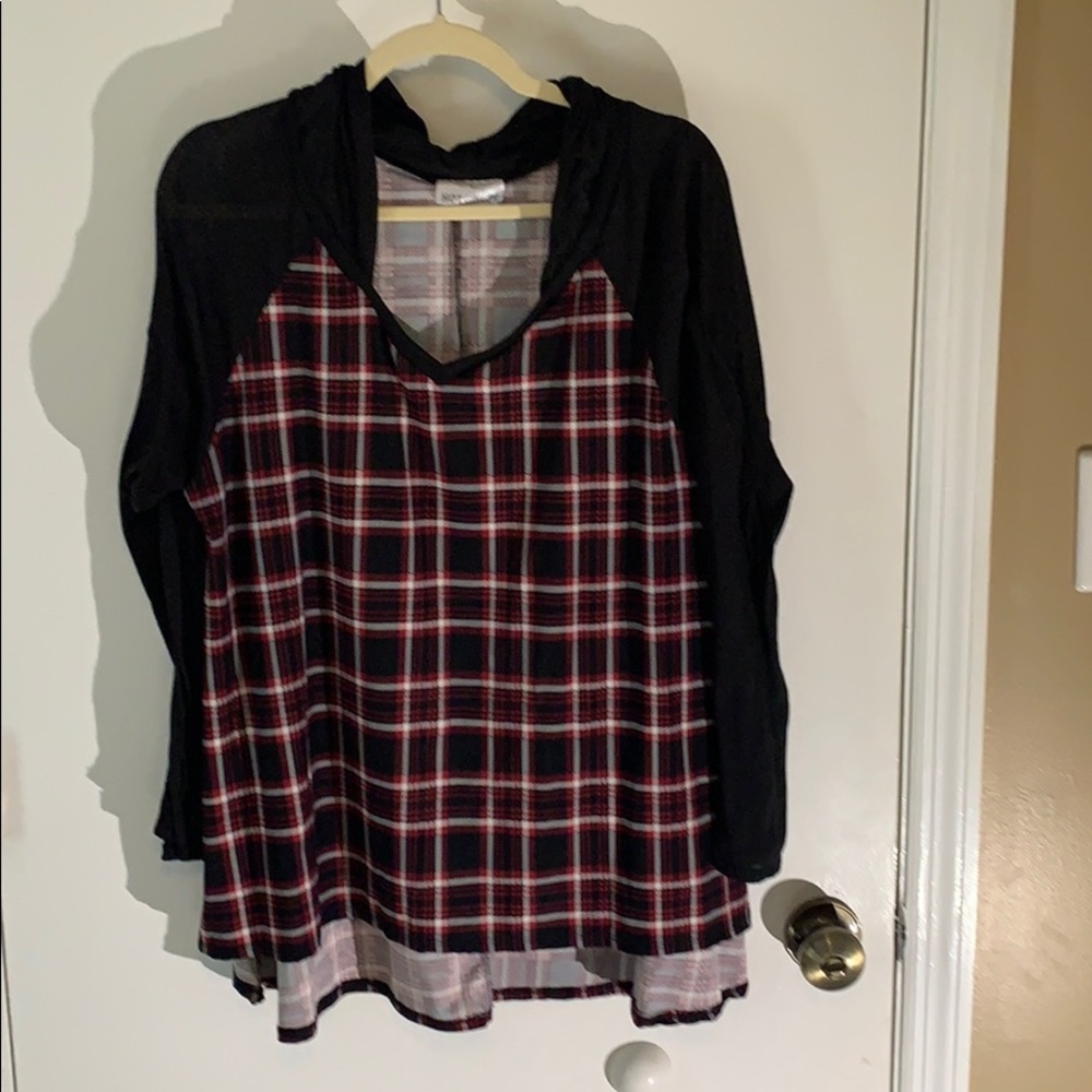 Hoodie soft thin plaid